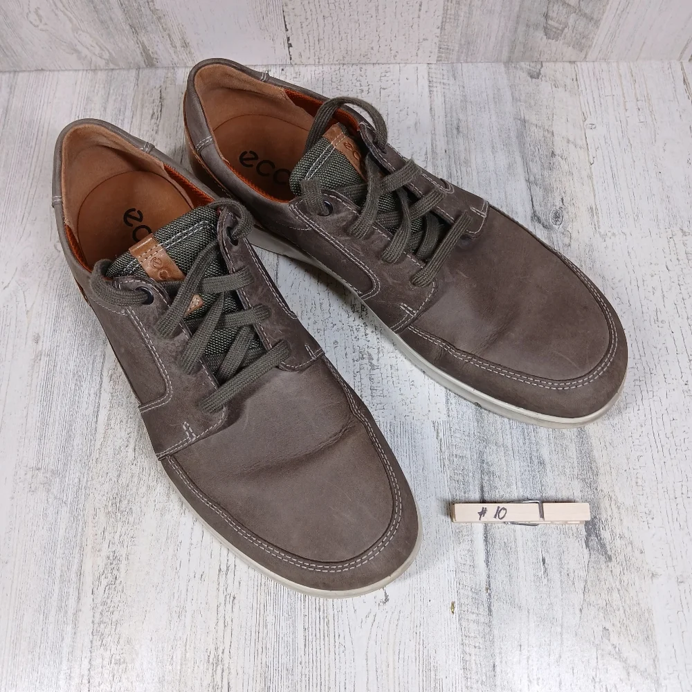 Ecco‎ Gray Nubuck Leather Lace-Up Casual Comfort Sneakers #10